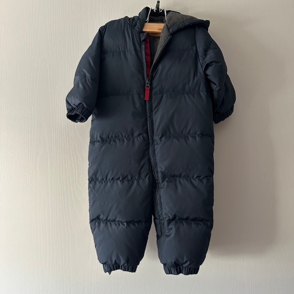 Baby Gap Down Filled Puffer Snowsuit Bunting Blue 12-18 Months Hooded Quilted